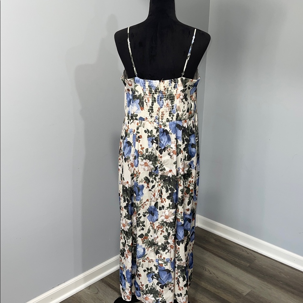 Abercrombie & Fitch Camille Dress cream blue green floral print size Large women - Picture 7 of 16